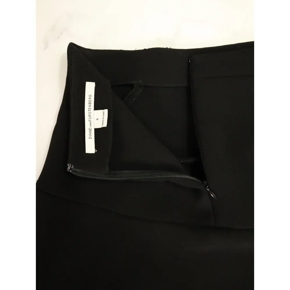 Diane von Furstenberg Black A-Line Skater Skirt Structured Size 6 Feminine